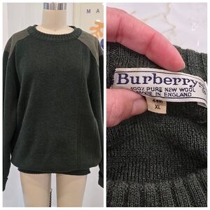 Vintage Burberry Dark Green Wool Sweater